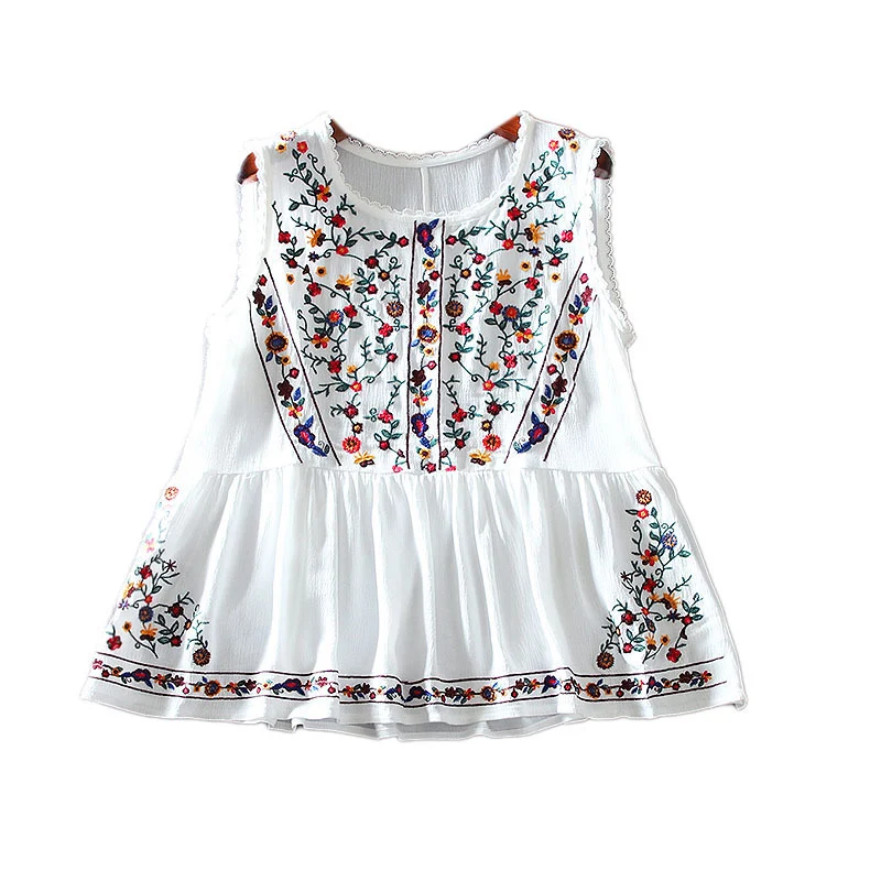 Ležerna Retro Bluza sa Vezom Cveća, Udobna i Elegantna, Idealna za Svakodnevno Nošenje ili Posebne Prilike