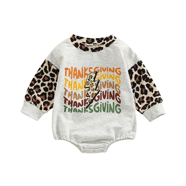Jongens romper luipaard patchwork print lange mouw ronde hals. Comfortabel en stijlvol voor baby's en peuters. Perfect voor dagelijks gebruik.