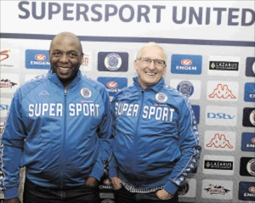 NEW BOYS: United's Serame Letsoaka and Gordon Igesund Photo: Lefty Shivambu/Gallo