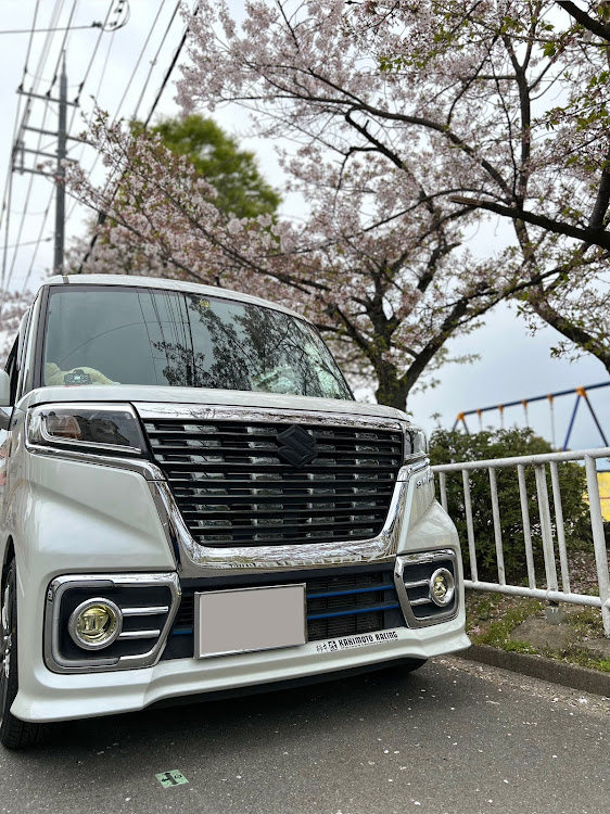 スペーシアカスタムの4月もよろしくお願い致します🌸・サクラと愛車に関するカスタム事例の投稿画像1枚目