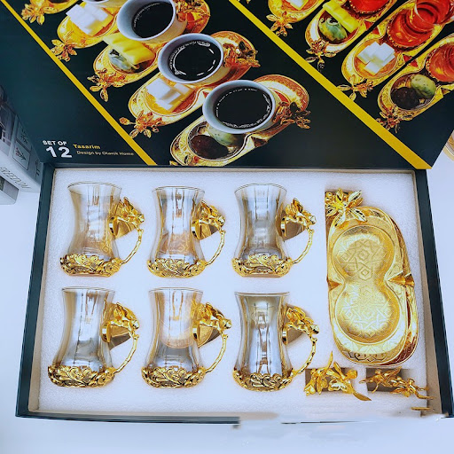 Title 5, Colorful Glass Coffee Cup And Plate Set