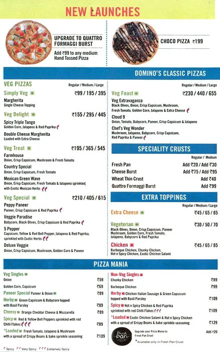 Domino's Pizza menu 