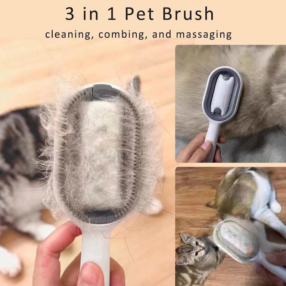 Kattenborstel met water en plakkerig, 4-in-1 borstel. Creatieve, innovatieve honden- en kattenborstel. Reinigings- en verzorgingskam.