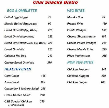 Chai Snacks Bistro menu 