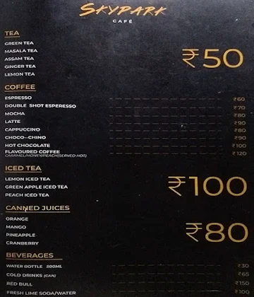 Skypark Cafe menu 