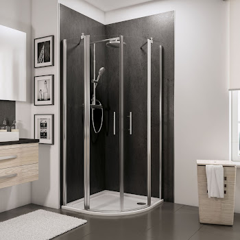 Paroi de douche arrondie avec portes battantes