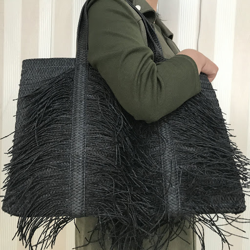 Title 1, Square Tassel Shoulder Woven Straw Bag Hand Wov...