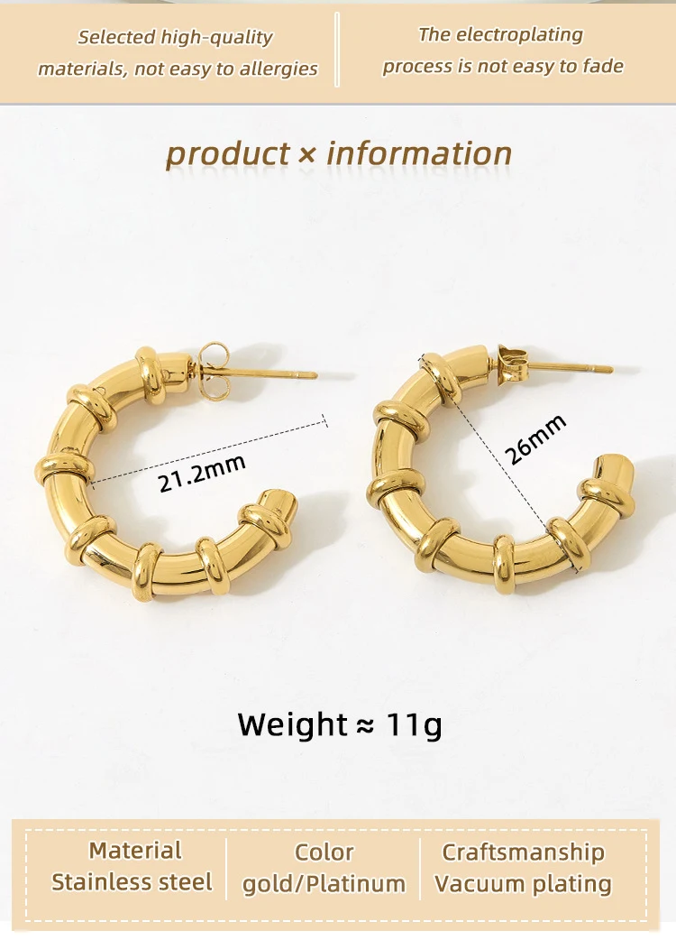 Title 1, Boucles doreilles en forme de C en acier inoxy...