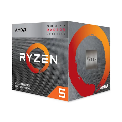 CPU AMD Ryzen 5 3400G, with Wraith Spire cooler/ 3.7 GHz/ 6MB / 4 cores 8 threads / Radeon Vega 11 / 65W / Socket AM4 (YD3400C5FHBOX)