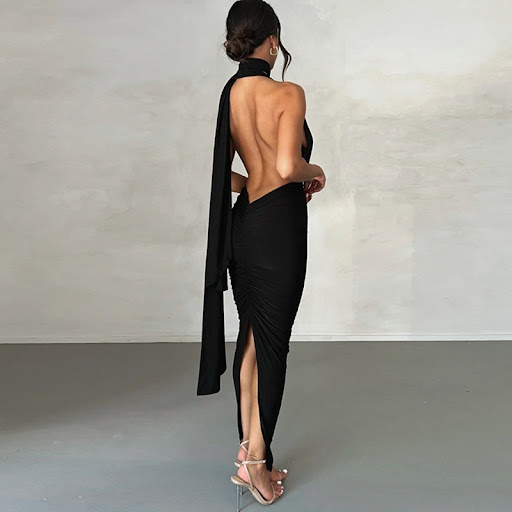 Title 2, Womens Fashion Sexy Deep V Backless Dress