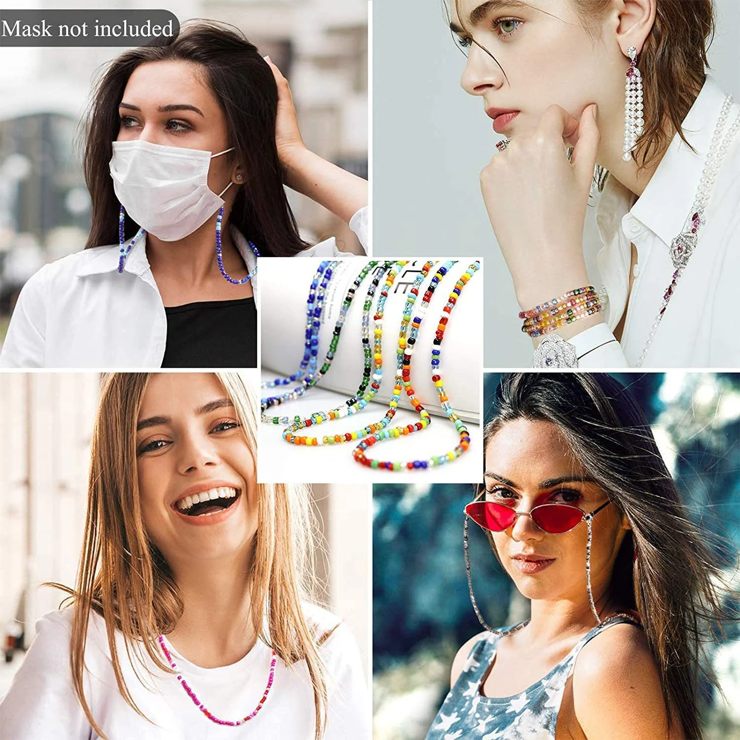 Title 3, Rijstkralen ketting voor bril, masker en kettin...