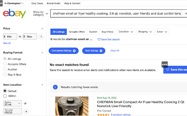 Search Ebay Sold chrome extension