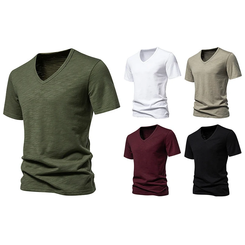Men's Slub Cotton Elastic Breathable Bottoming Shirt. Provides Comfort and Breathability. Perfect as a Base Layer or Eve
