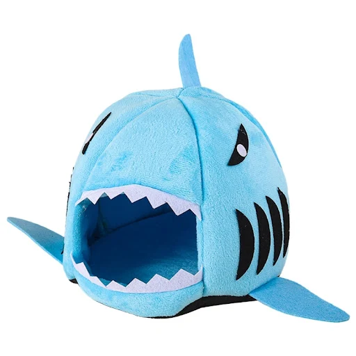 Warm Plush Bed for Hamsters Shark Shape Small Pets House Cage Toy Hideout Place N84C