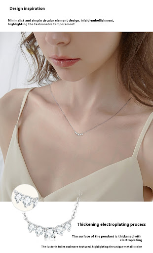 Title 5, Smile Diamond Necklace Sterling Silver Clavicle...