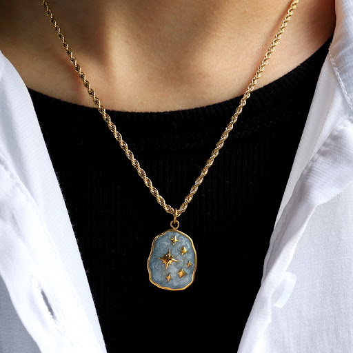 Title 2, Personalized Blue Epoxy XINGX Pattern Pendant S...