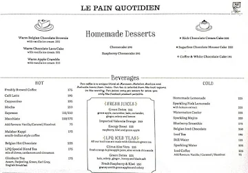 Le Pain Quotidien menu 