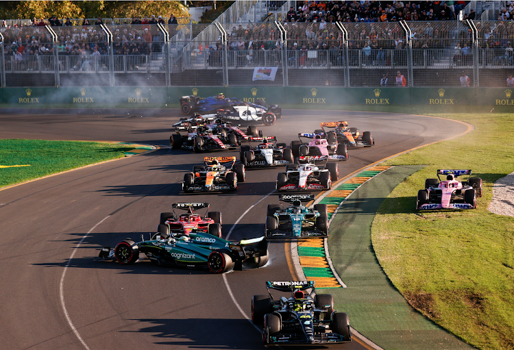 Drivers race during the Australian Formula One Grand Prix in Melbourne, Australia, April 2