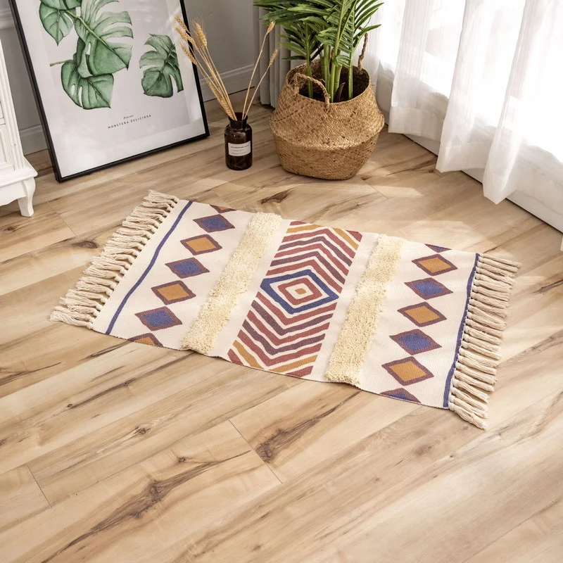 Title 3, Alfombra de suelo étnica con mechones para sala...