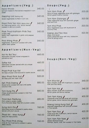 Tamnak Thai menu 