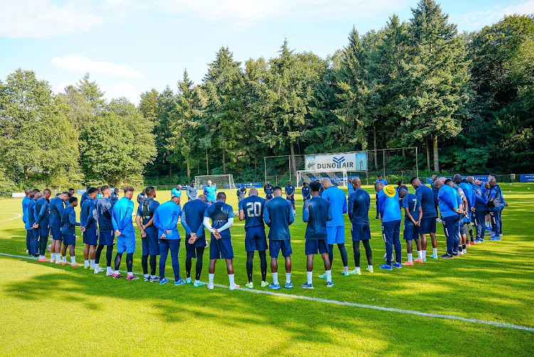 Mamelodi Sundowns players ahead of a training session as part of their camp just outside Amsterdam in the Netherlands.