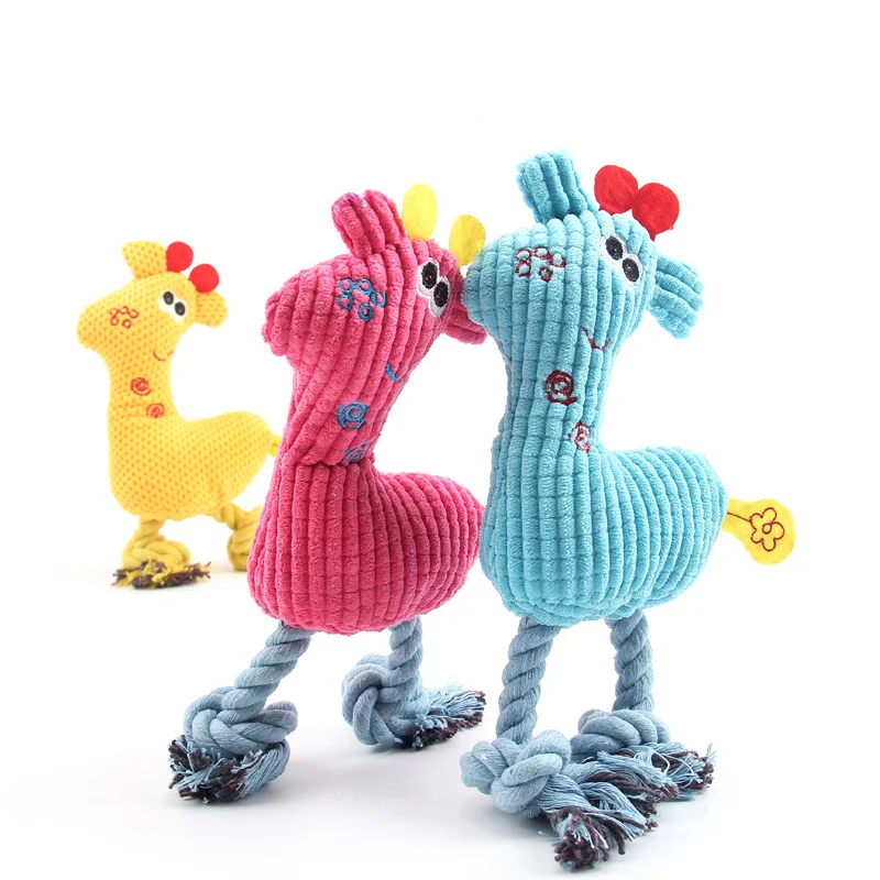 Plush Dog Toy Deer Shaped with Sound and Corn Grain Texture Soft Stuffed Animal Toy Suitable for Dogs and Cats.