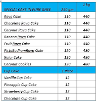 Iyengar Cake Palace menu 1