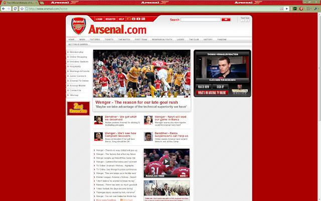 Arsenal Theme chrome extension