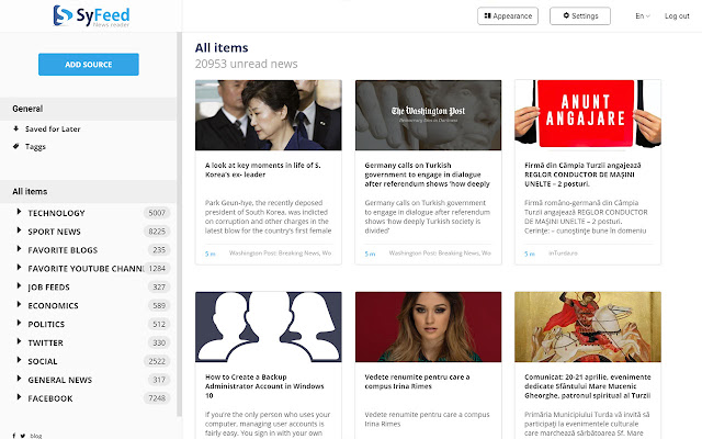 SyFeed - RSS, News, Feed Reader chrome extension