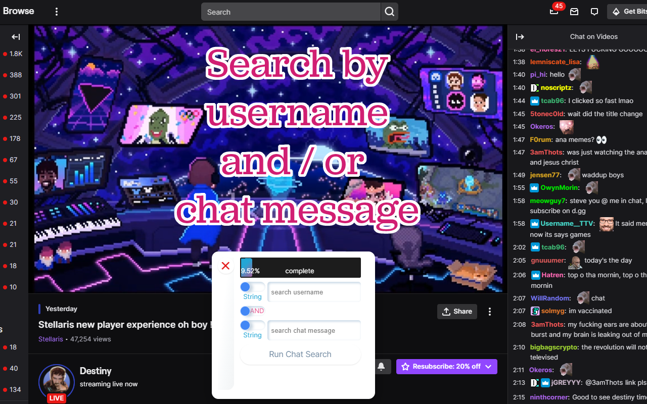 Twitch VOD Chat Search Preview image 1