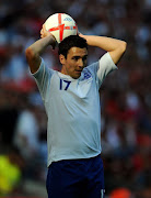 Stewart Downing of England takes a throw in during the UEFA EURO 2012 group G qualifying match between England and Switzerland at Wembley Stadium on June 4, 2011 in London, England