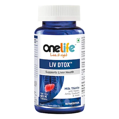 Onelife Liv Dtox Silymarin Milk Thistle 600 Mg With Neem, Amla & Guduchi For Liver Detox -Liver Detoxifier & Regenerator For Complete Liver Care- 60 Tablets (Pack Of 1) - 100g