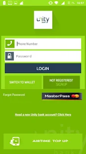 Unity bank mobile app login / register