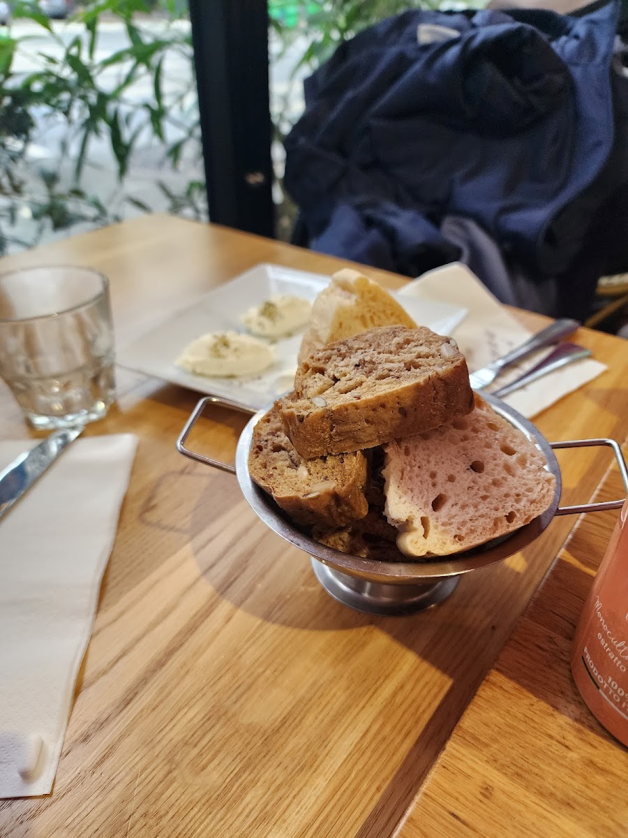 Fresh gluten-free bread at the table