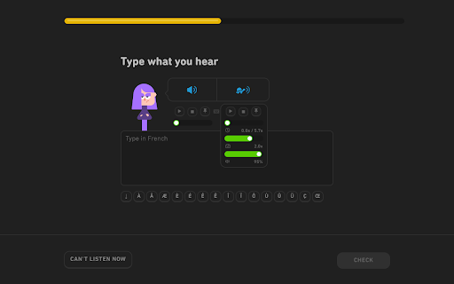 Duolingo TTS Controls