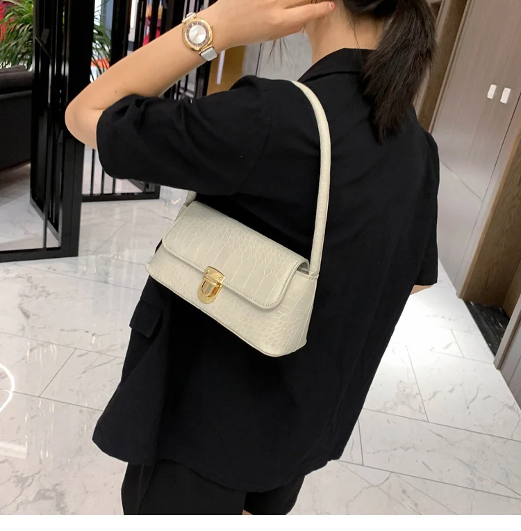 Bolso de hombro/axila coreano moderno, patrón piedra versátil, a la moda. ¡Combina con todo! El accesorio perfecto para tu estilo diario.