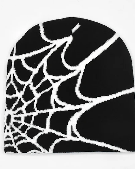 Y2K Gothic Spider Pattern Wool Acrylic Knitted Hat Women ... - 3