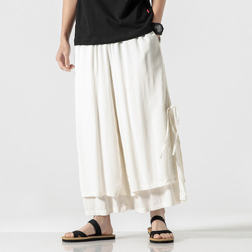 Title 6, Lightweight cotton and linen loose cropped trou...