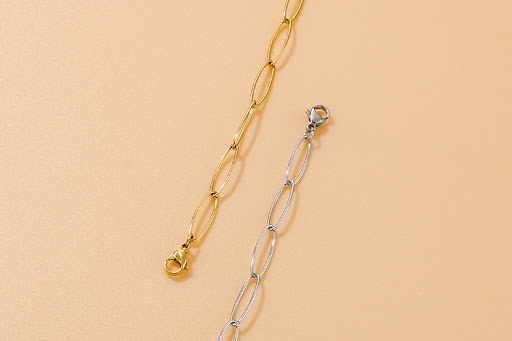 Title 9, Simple Titanium Steel Oval Ring Clavicle Chain ...