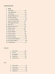 Dabbawala Tiffin menu 1