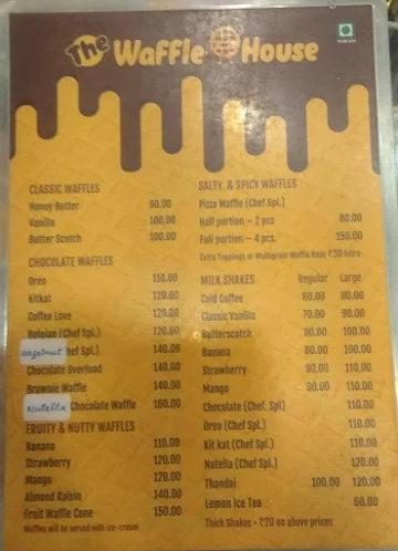 The Waffle House menu 