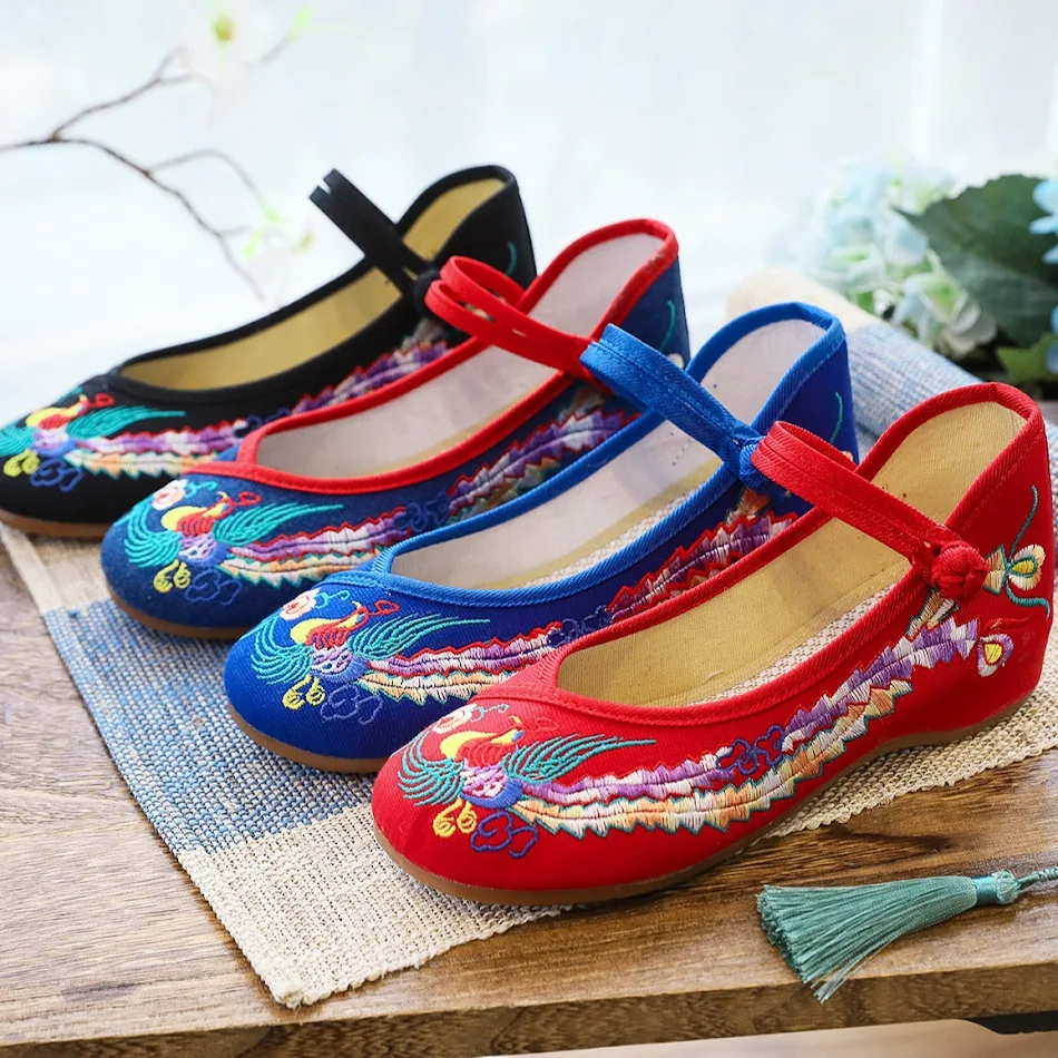 Cipele od vezenog pamuka sa đonom od goveđeg tetiva, plitak otvor, etnički stil, udobne i elegantne za svaki dan.