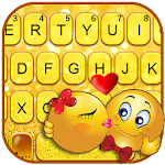 Glitter Gold Love Emojis Keyboard Theme Apk