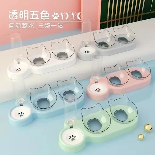 Automatic Pet Water Feeders Elevated Bowls for Cats and Dogs Durable Double Bowl Elevated Cat Feeding and Drinking Pet S