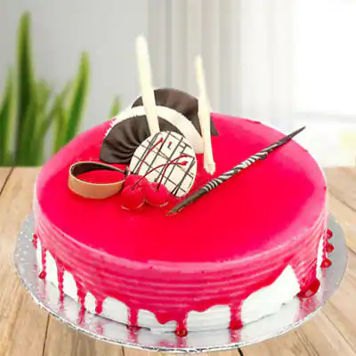 Eggless Strawberry Cake