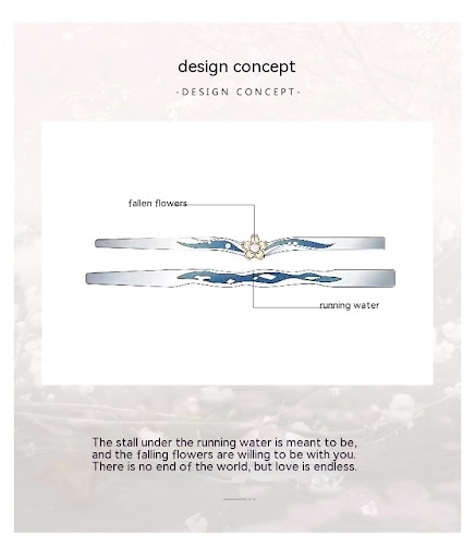 Title 3, Fashionable couples ring with a flowing flower...
