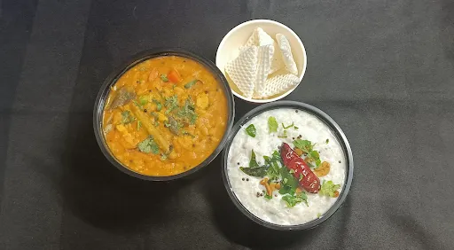 Curd Rice With Sambar Rice Bowl