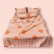 Bộ 5 Món Chăn Ga Gối Đào Cam Cotton Poly Phong Cách Hàn Quốc