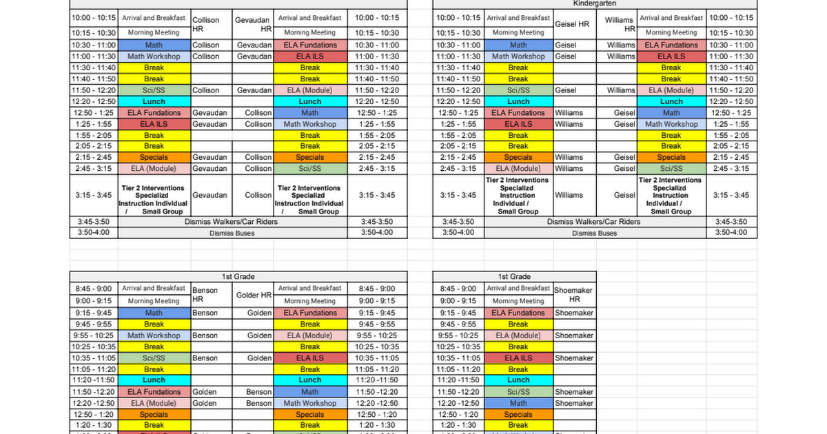 New Master Schedule starting April 6