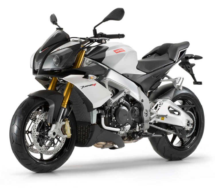 Aprilia’s line up will include the RSV4 superbike and its ‘naked’ counterpart, the Tuono V4 1100 (pictured). Picture: SUPPLIED